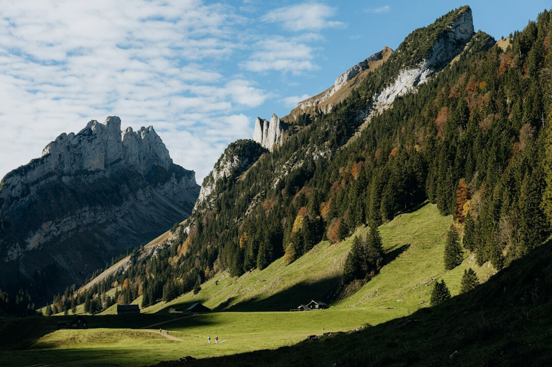 hiker in swiss mountains